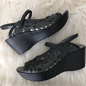 NAOT women platform wedge silver comfortable